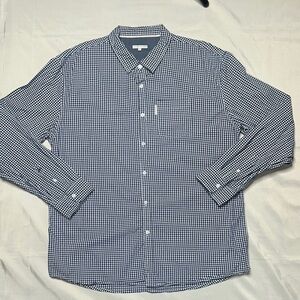 Marc Ekco Navy and White Gingham Button Down Shirt